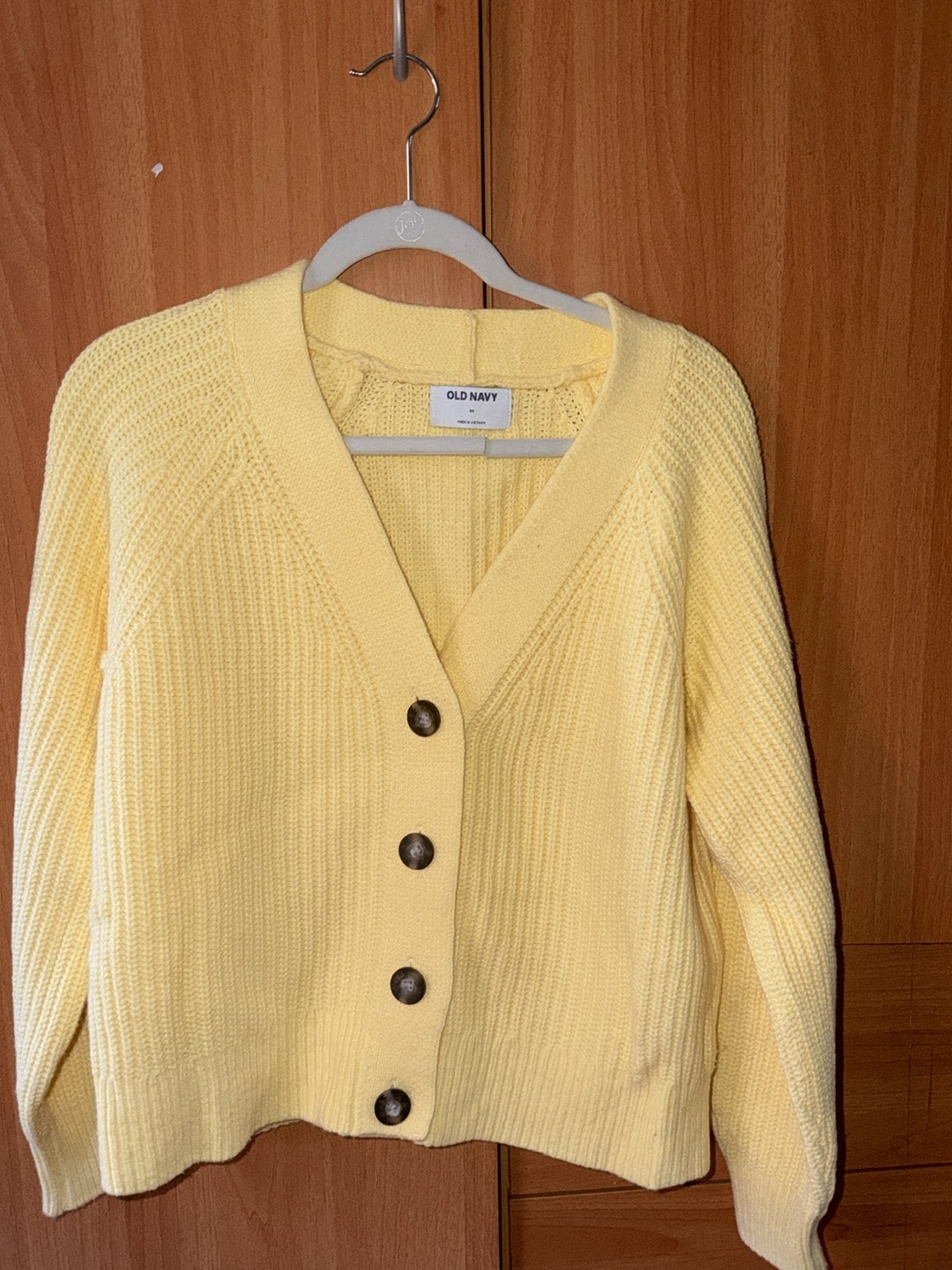 Old Navy Yellow Knit V‑Neck Button Cardigan
